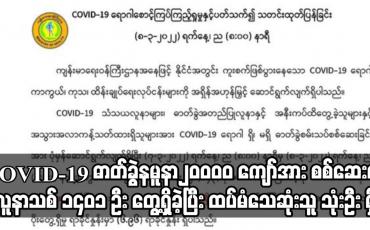 Embedded thumbnail for COVID-19 လူနာသစ် ၁၄၀၁ ဦး တွေ့ရှိခဲ့ပြီး ထပ်မံသေဆုံးသူ သုံးဦး ရှိ