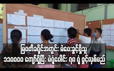 Embedded thumbnail for မြဝတီခရိုင်အတွင်း မဲပေးခွင့်ရှိသူ ၁၁၀၀၀၀ ကျော်ရှိ ၊ မဲရုံပေါင်း ၇၈ ရုံ ဖွင့်လှစ်မည်