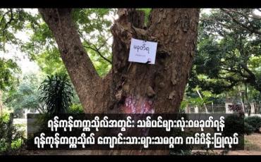 Embedded thumbnail for သစ်ပင်များလုံးဝမခုတ်ရန် ရန်ကုန်တက္ကသိုလ် ကျောင်းသားများသမဂ္ဂက ကမ်ပိန်းပြုလုပ်
