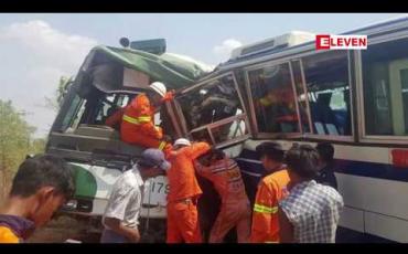 Embedded thumbnail for ရေနံချောင်း-မကွေးလမ်းပိုင်း ဒေါင်းနေတံတားအနီးတွင် ခရီးသည်တင်ယာဉ်နှစ်စီး မျက်နှာချင်းဆိုင် တိုက်မိခဲ့ ပြီး နှစ်ဦးသေဆုံးကာ ၁၇ ဦးခန့်ဒဏ်ရာရ