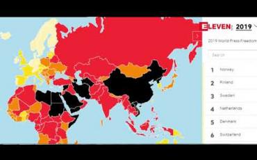 Embedded thumbnail for နယ်စည်းမခြား သတင်းထောက်များအဖွဲ့မှ ထုတ်ပြန်သည့် ၂၀၁၉ ခုနှစ် ကမ္ဘာ့မီဒီယာလွတ်လပ်ခွင့် အညွှန်းစာရင်းတွင် မြန်မာနိုင်ငံ အဆင့် ၁၃၈ တွင် ဖော်ပြခံရ