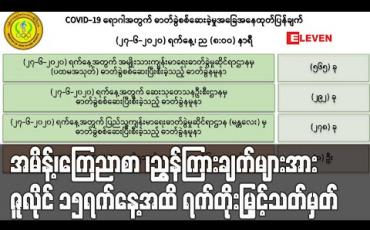 Embedded thumbnail for အမိန့်၊ကြေညာစာ ၊ညွှန်ကြားချက်များအား  ဇူလိုင် ၁၅ရက်နေ့အထိ ရက်တိုးမြှင့်သတ်မှတ်