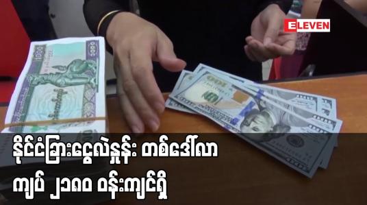 Embedded thumbnail for နိုင်ငံခြားငွေလဲနှုန်း တစ်ဒေါ်လာ ကျပ် ၂၁၈၀ ဝန်းကျင်ရှိ