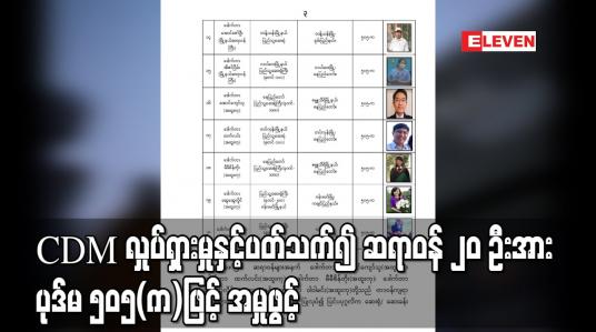 Embedded thumbnail for CDM လှုပ်ရှားမှုနှင့်ပတ်သက်၍ ဆရာဝန် ၂၀ ဦးအား ပုဒ်မ ၅၀၅(က)ဖြင့် အမှုဖွင့်