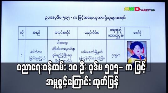 Embedded thumbnail for CDM နှင့် ပတ်သက်၍ ပါမောက္ခ၊ ကထိကများ အပါအဝင် ပညာရေးဝန်ထမ်း ၁၀ ဦး ပုဒ်မ ၅၀၅-က ဖြင့် အမှုဖွင့်